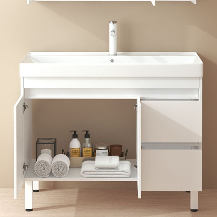 Wooden Sink Vanity Modern White Single-Sink Rectangular Vanity Set