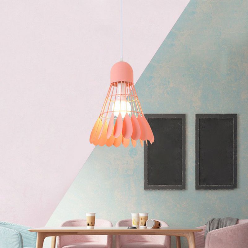 Badminton Pendant Light Fixture Macaron Iron 1-Bulb Hanging Lamp for Dining Room