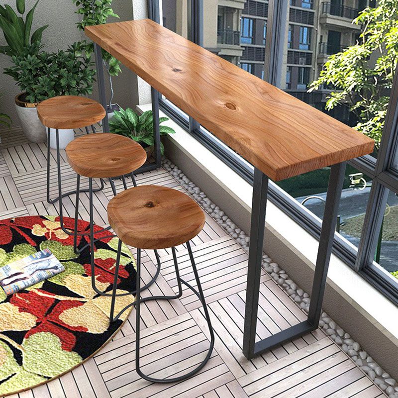 Modern Rectangle Pub/Bar Table Sled Metal Base Bar Height Table for Balcony