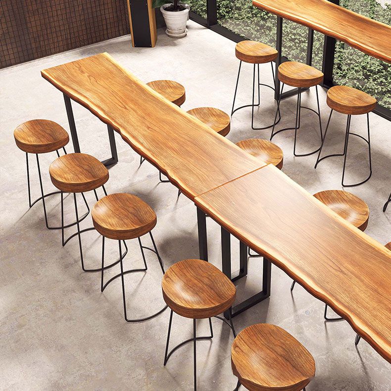 Industrial Style Solid Wood Bar Table Rectangle Sled Base Bar Dining Table