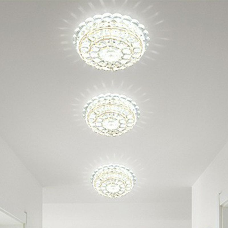 Crystal Round Flush Light Artistic Clear LED Flush Ceiling Light Fixture for Entryway