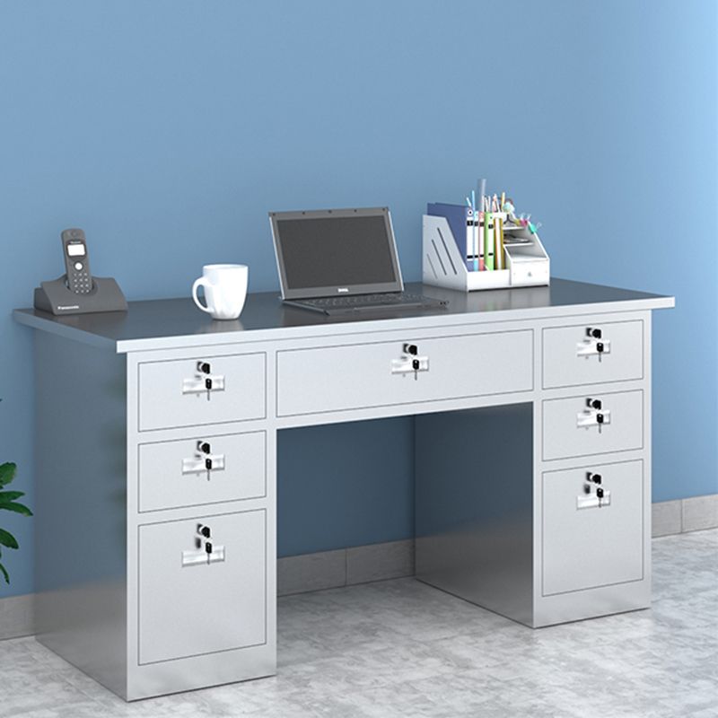 Rectangular Shaped Office Writing Desk Stainless Steel with 2/3/5/7 Drawers
