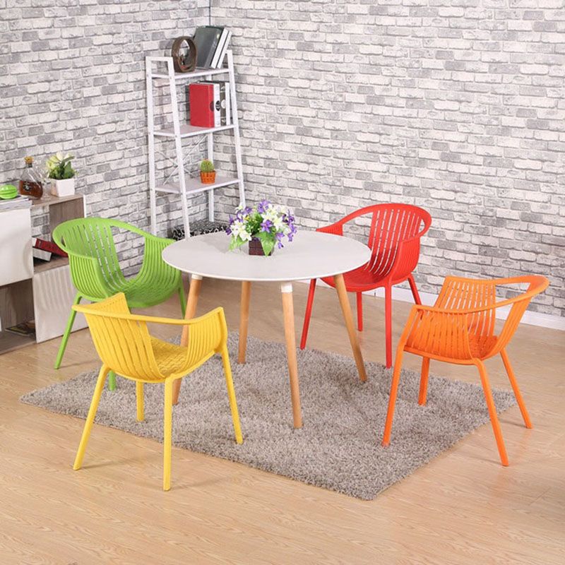 Contemporary Style Stackable Chair Dining Plastic Arm Chair for Kitchen