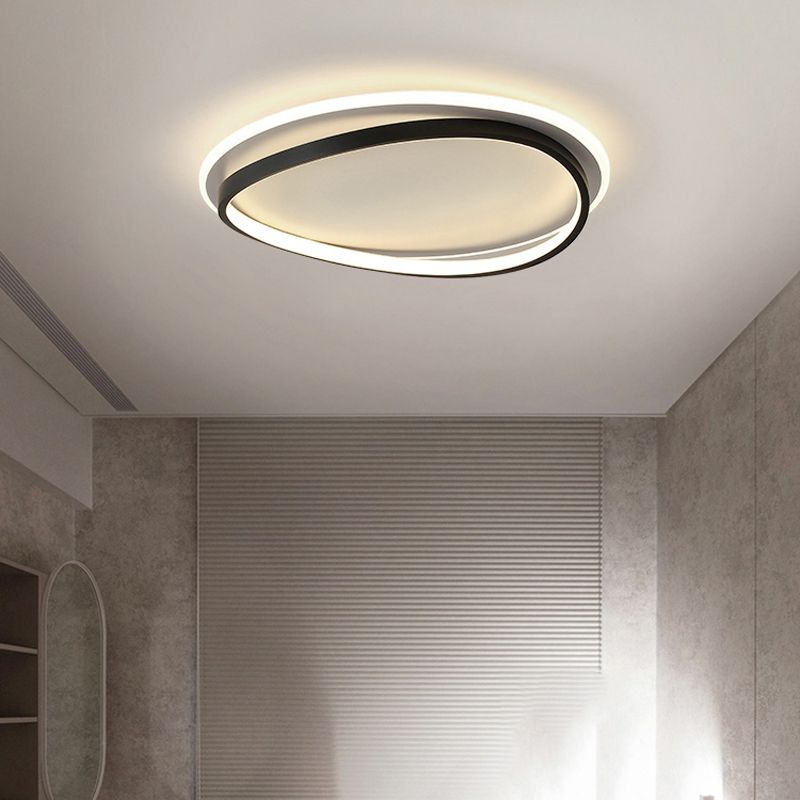 2 - Light Round LED Flush Mount Minimalist Linear Ceiling Mount