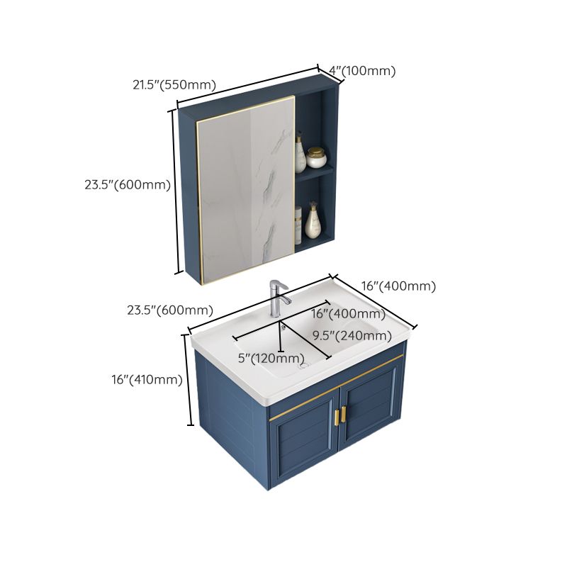 Bathroom Vanity Set Ceramic Sink Drawer Mirror Vanity with Faucet