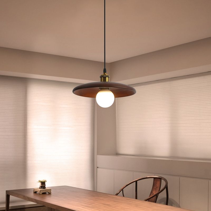 Modern Style Pot Cover Shape Pendant Lighting Wood Pendant Light for Bedroom