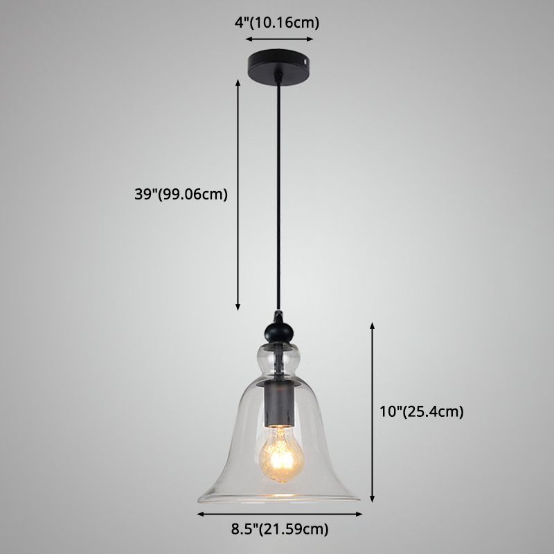 Glass Hanging Light Fixture Bell Industrial Style Pendant Light Fixture for Restaurant