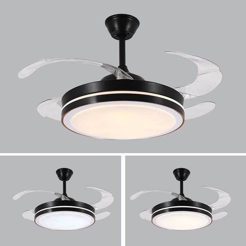 Modern Drum Ceiling Fan Light Interior LED Metal and Acrylic Fan Lighting Fixture