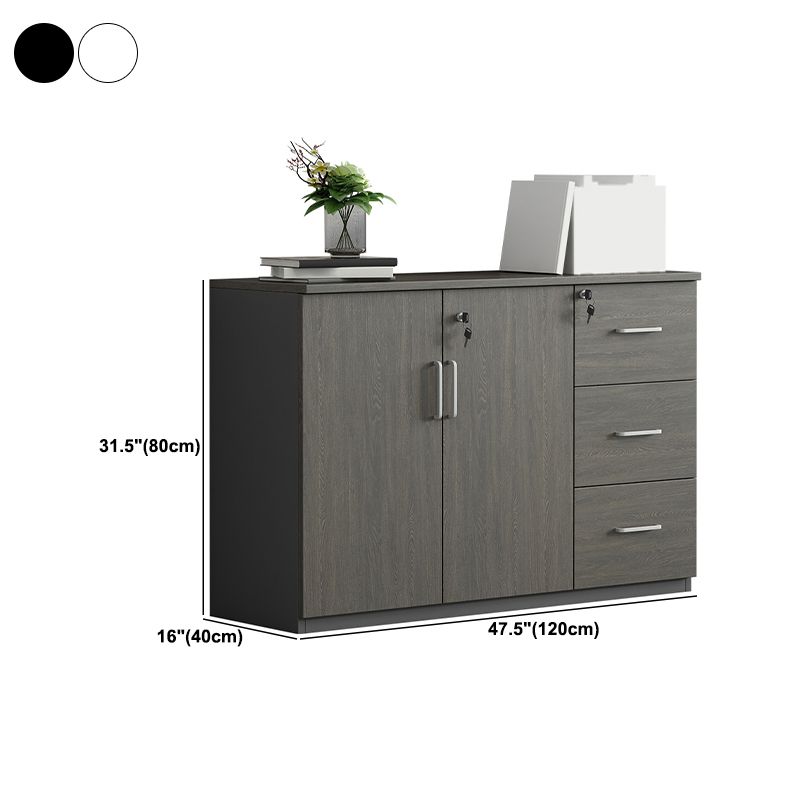 Nordic Style File Cabinets Solid Wood Frame Key Lock Horizontal File Cabinet Office