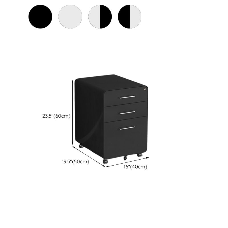 Modern File Cabinet Metal 3 Locking Drawers Cabinet with Castors for Home Office