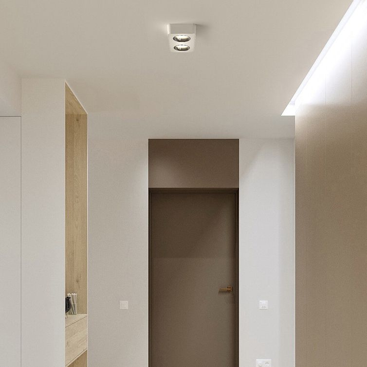 Square / Rectangle Flush Mount in Matte White LED Modern Aluminum Flush