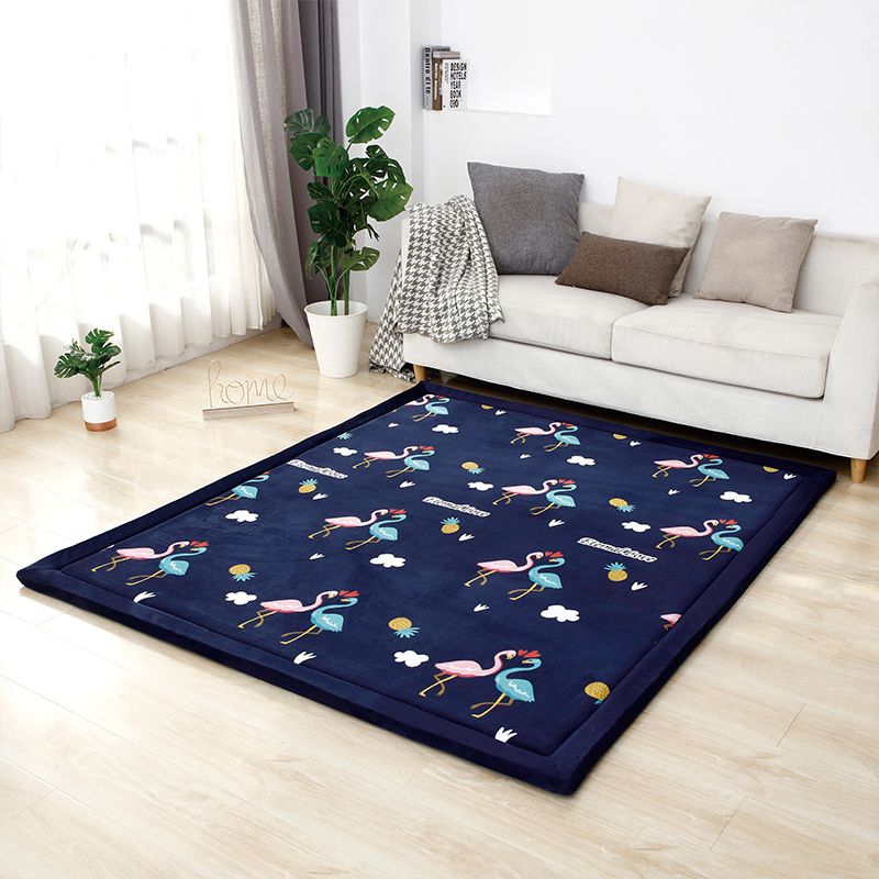 Green Pure Color Area Carpet Polyester Area Rug Anti-Slip Easy Care Rug for Living Room