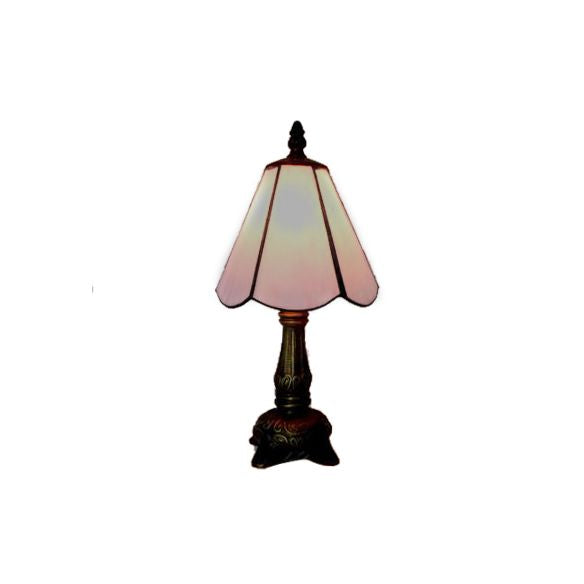 Tiffany Traditional Conical Desk Lamp 1 Light Glass and Metal Reading Light in White/Pink for Office