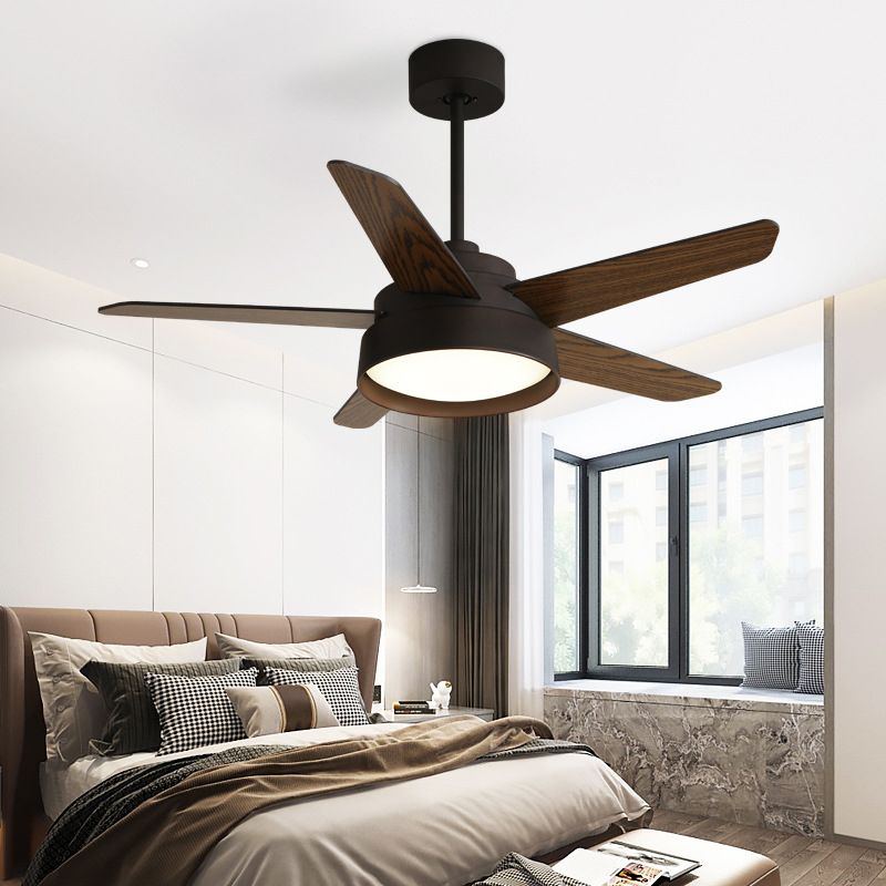 Modern Single Polished Ceiling Fan Lamp LED Shaded Ceiling Fan Light for Dining Room