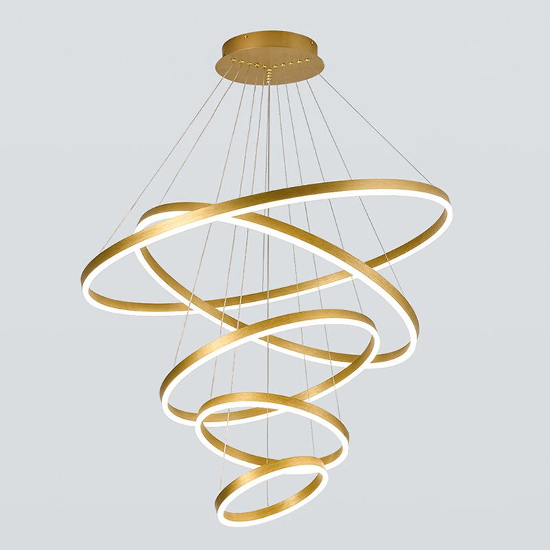 LED LED LED Chandelier Pendant Light Simplicity Chandelier Lightture avec cercles Metal Shade