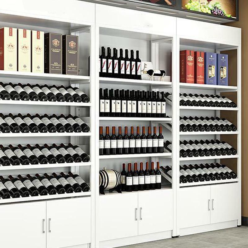 Industrial Floor Wine Rack Manufactured Wood Wine Jail with Shelf