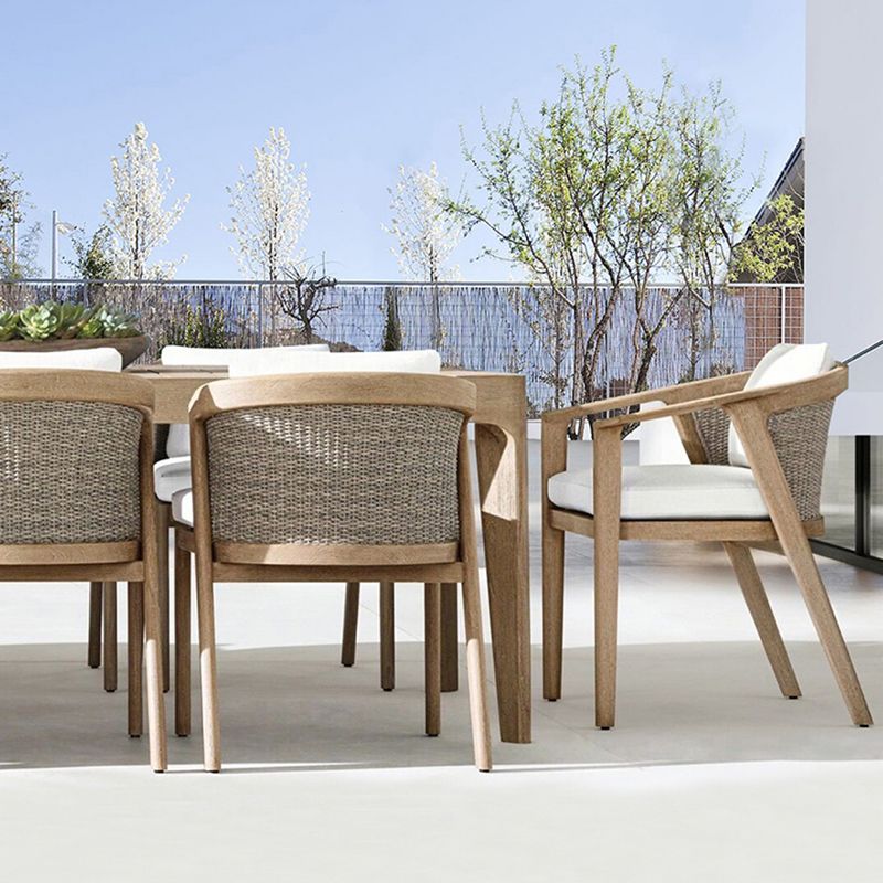 Contemporary Teak Patio Dining Chair Upholstered Outdoor Chair