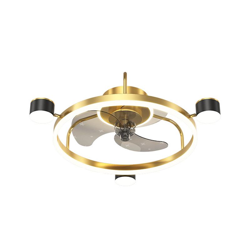 3-Blade Modernism Ceiling Fan Golden/Black Fan with Light for Bedroom