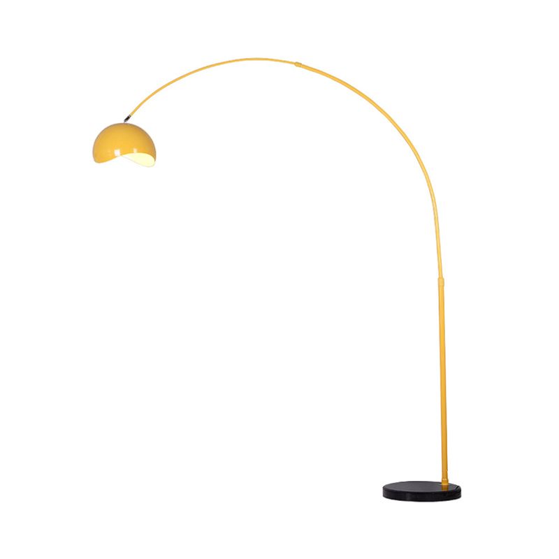 Asta di pesca in piedi lumpo per pavimenti metallo moderno 1 lampadina nera/gialla lampada da pavimento con ombra a cupola