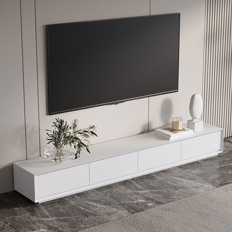 Wood / Marble White TV Stand Modernism TV Stand With Drawers