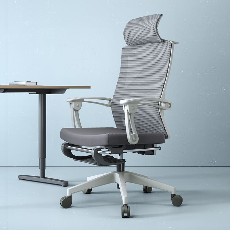 Contemporary Fixed Arms Desk Chair Footrest Included Task Chair for Office