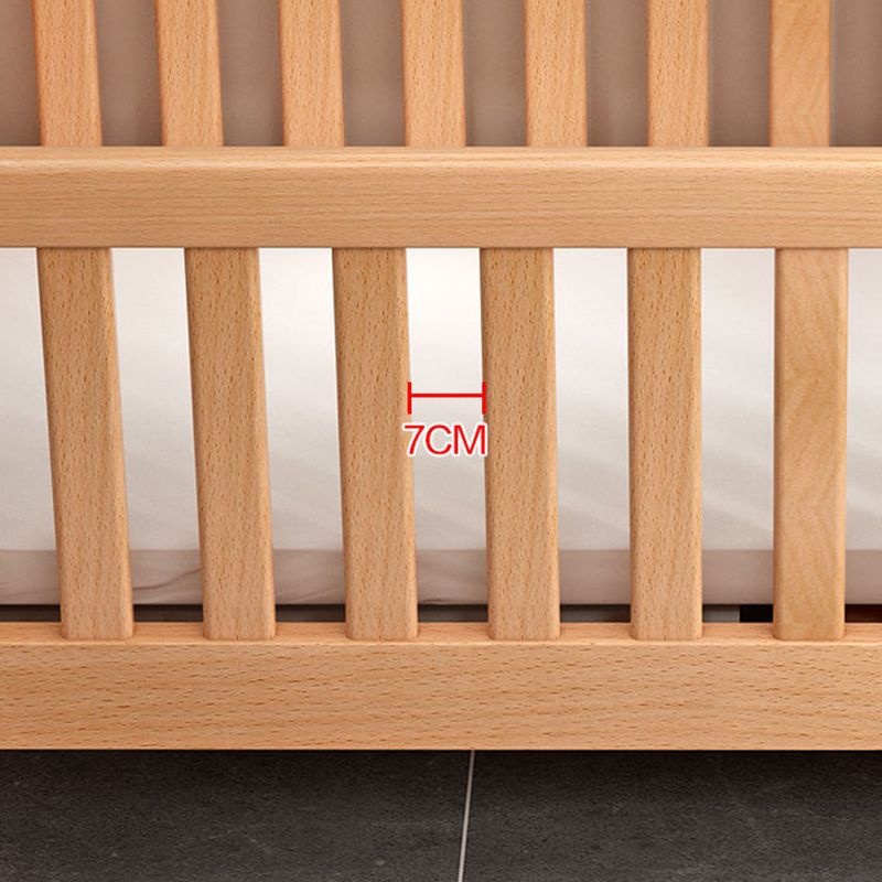 Natural Solid Wood Panel Bed Frame High Toddler Bed with Guardrail