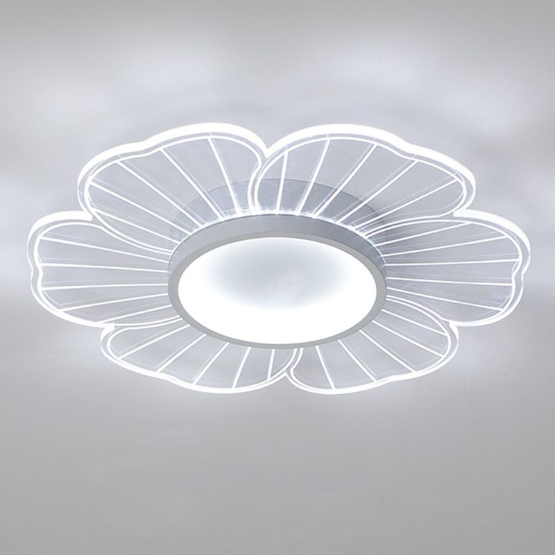 Minimalist LED Ceiling Flush Mount White Flower Close to Ceiling Lamp with Acrylic Shade