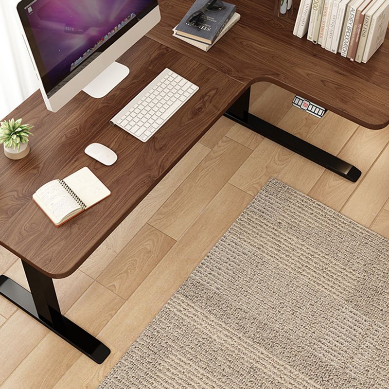 Contemporary Home Computer Desk Adjustable Height L-Shape Writing Desk