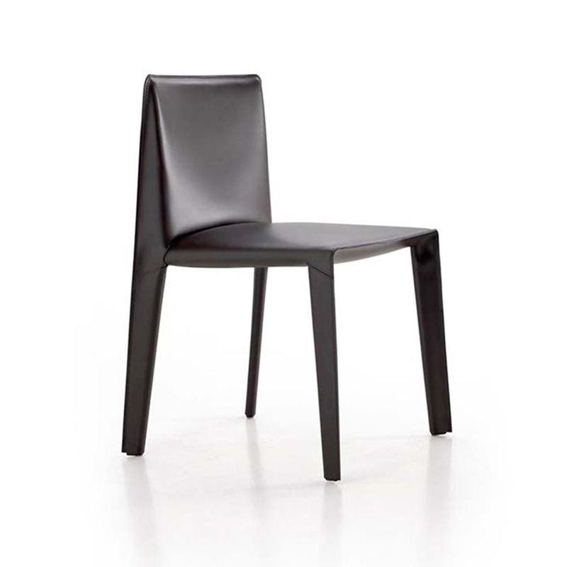 Minimalist Design Leather Dining Chair for Home Solid Back Armless Dining Chair