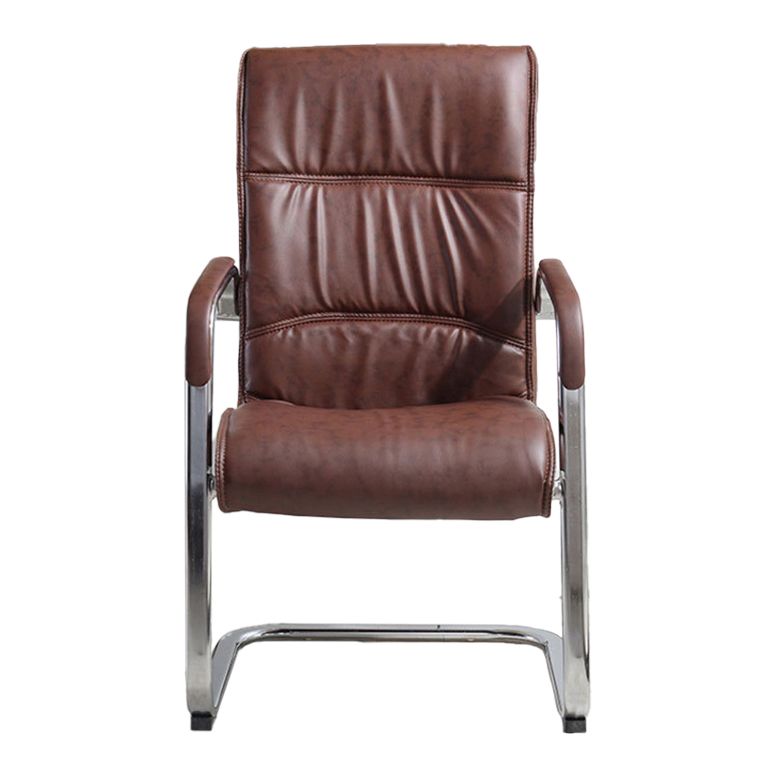 Modern Mid-back Office Chair No Wheels Upholstered Arm Chair