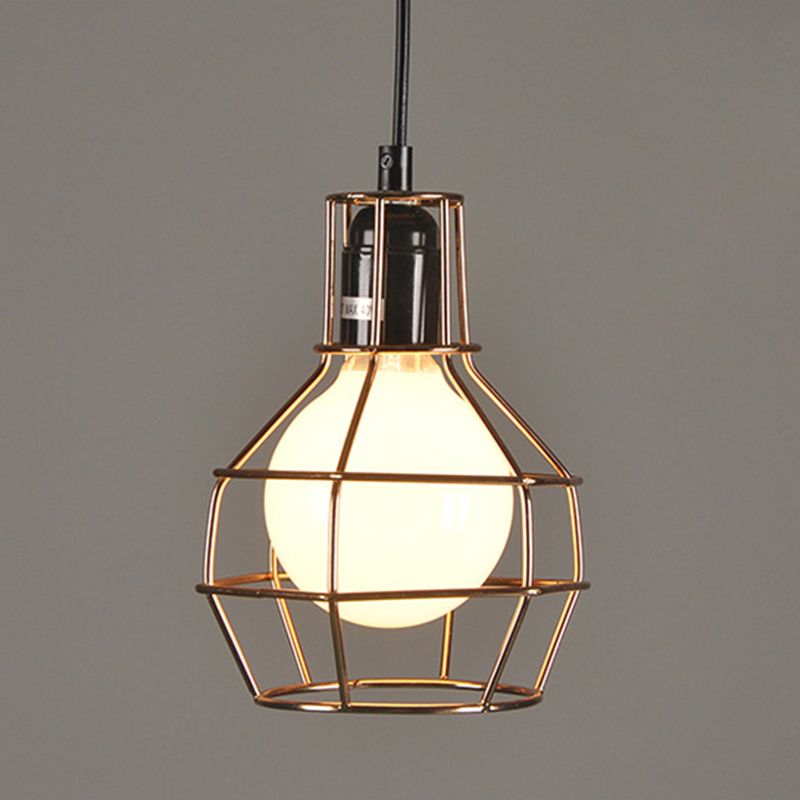 Industrial  Cage Pendant Light Glass 1 Light Pendant Lighting Fixtures