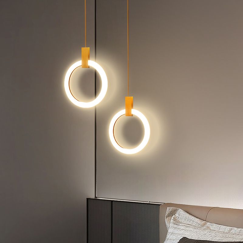 Contemporary Style Circle Shape Pendant Light Acrylic 1 Light Hanging Lamp