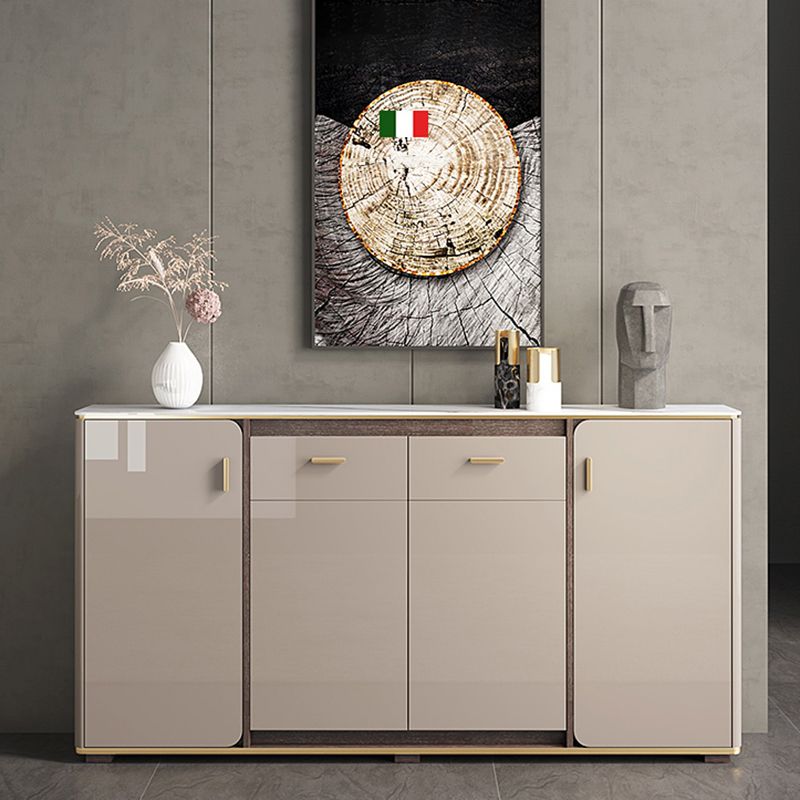 Glam Style Sideboard Stone Top Sideboard with Door for Kitchen Use