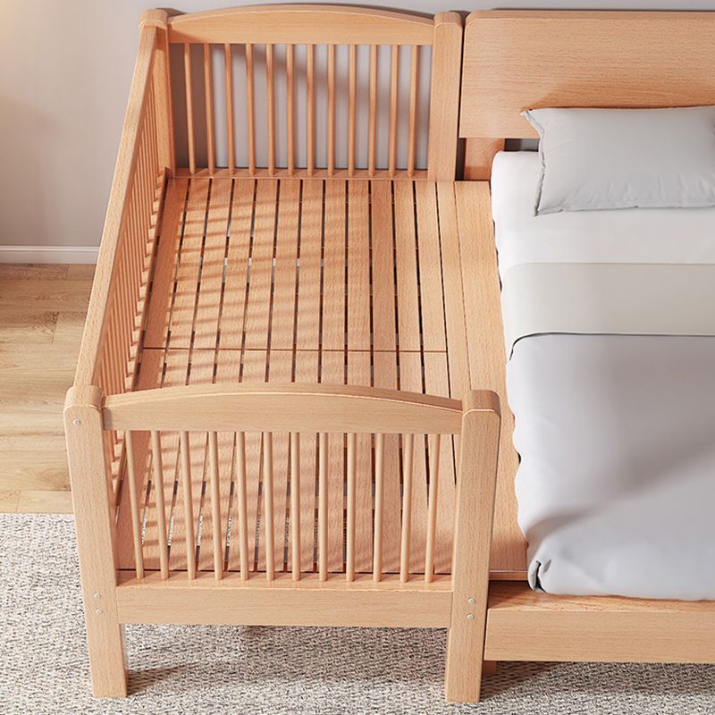 Contemporary Natural Solid Wood Nursery Crib with Guardrail in Beech