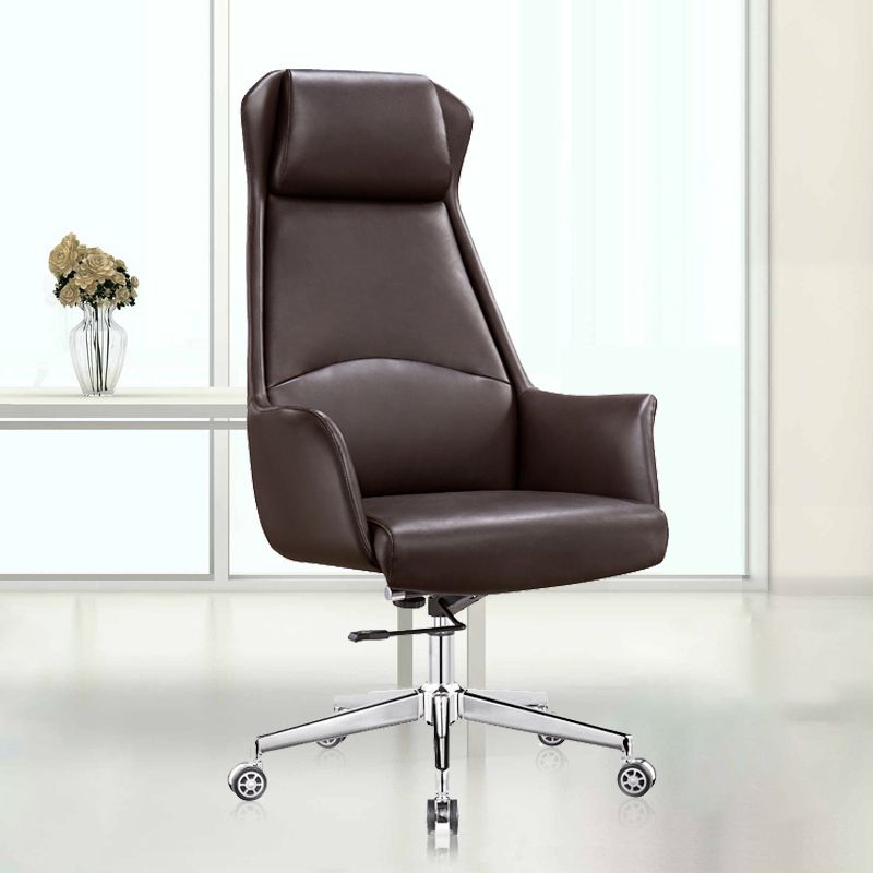 Modern Armless Leather Office Chair No Distressing Ergonomic Desk Chair