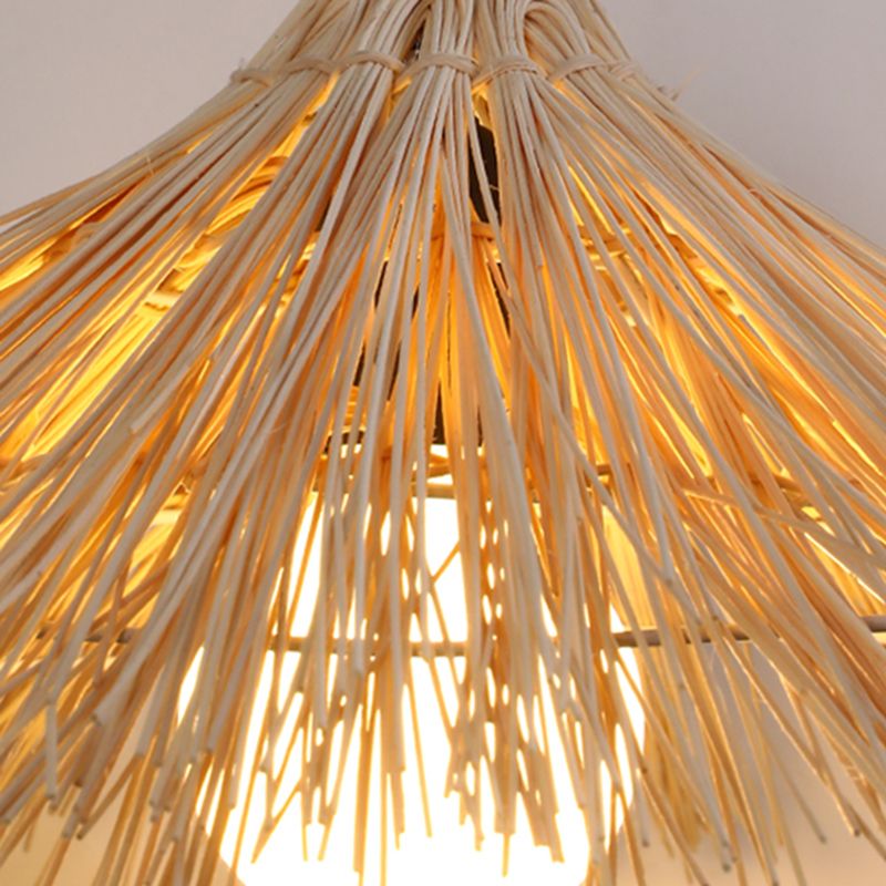 Asia Bamboo giù per cappello a sospensione sala da pranzo a soffitto appeso con 1 luce