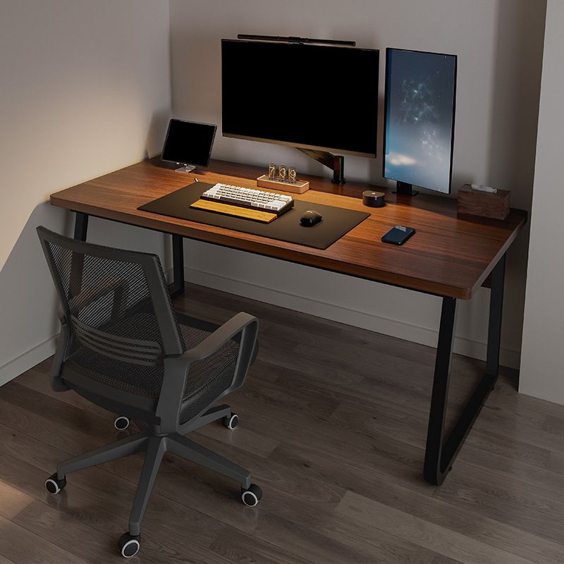 Industrial Curved Computer Desk Antique Finish Office Desk with Metal Legs