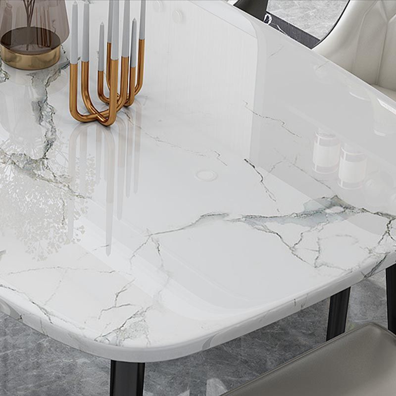 Glam Matte Finish Marble Table Home Rectangle Dining Table with 4 Legs