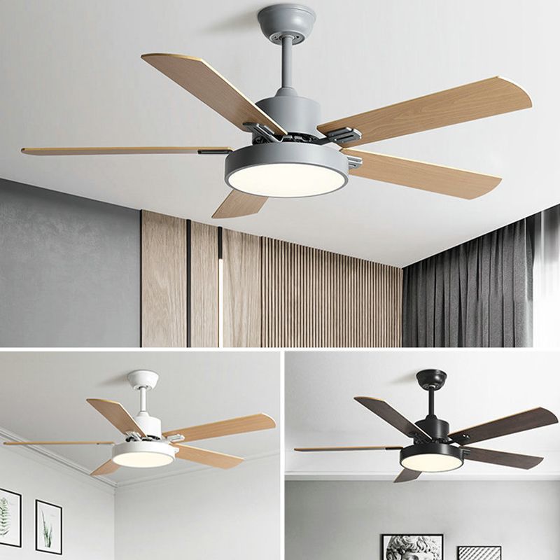 Modern Wooden Ceiling Fan Light Fixture Colorful LED Ceiling Lamp for Bedroom