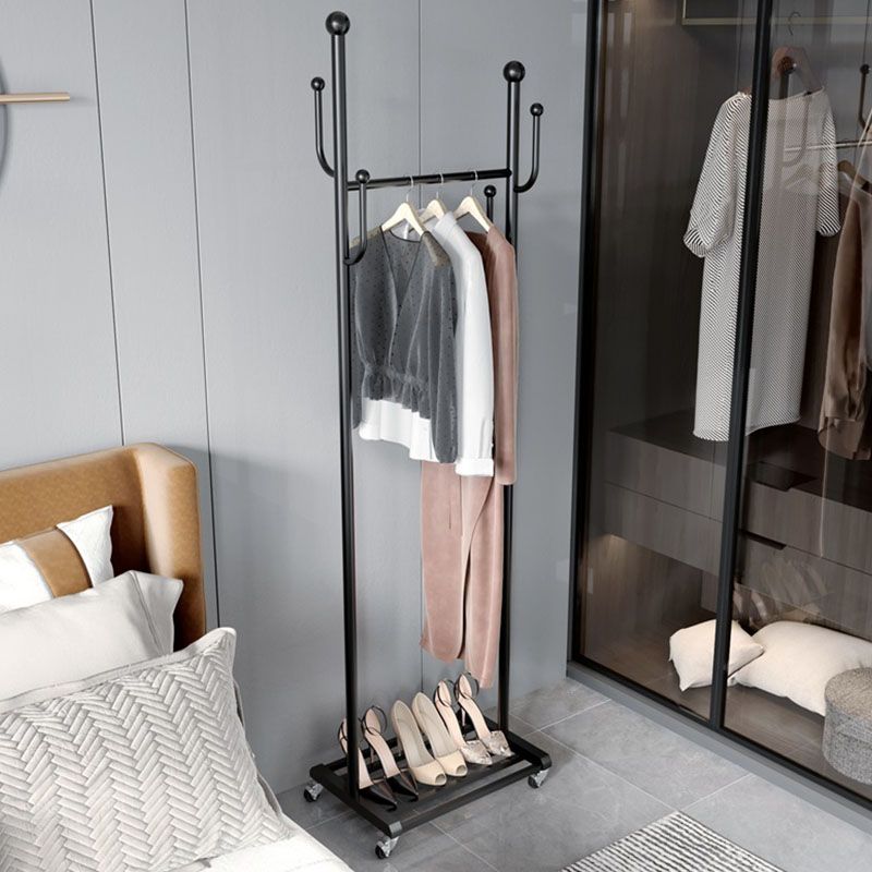 Gorgeous Metal Coat Rack Basket Storage Clothes Hanger with Coat Hooks