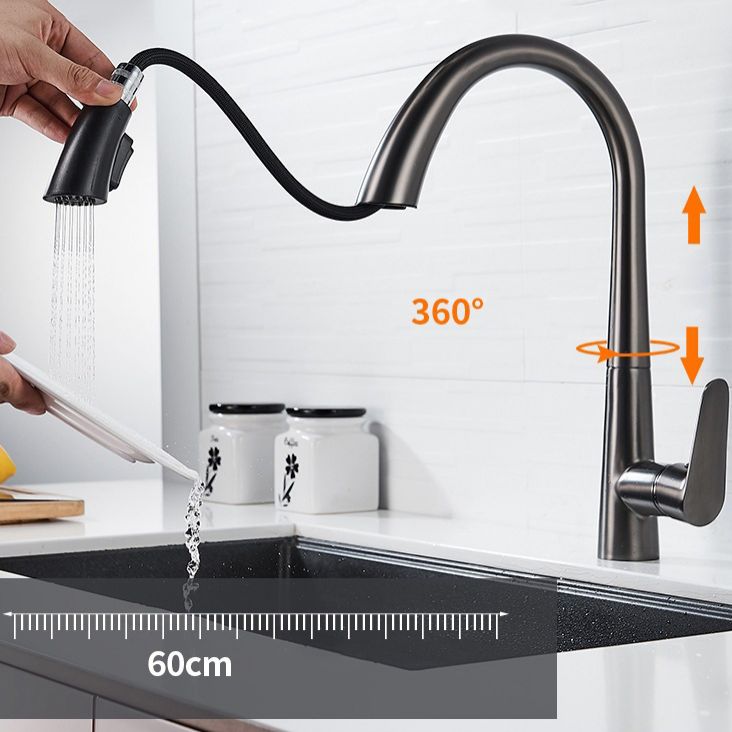 Contemporary Kitchen Faucet Copper Single Handle High Arc Kitchen Faucet