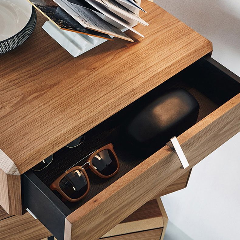 Modern Accent Table Nightstand Solid Wood Bedside Cabinet for Bedroom