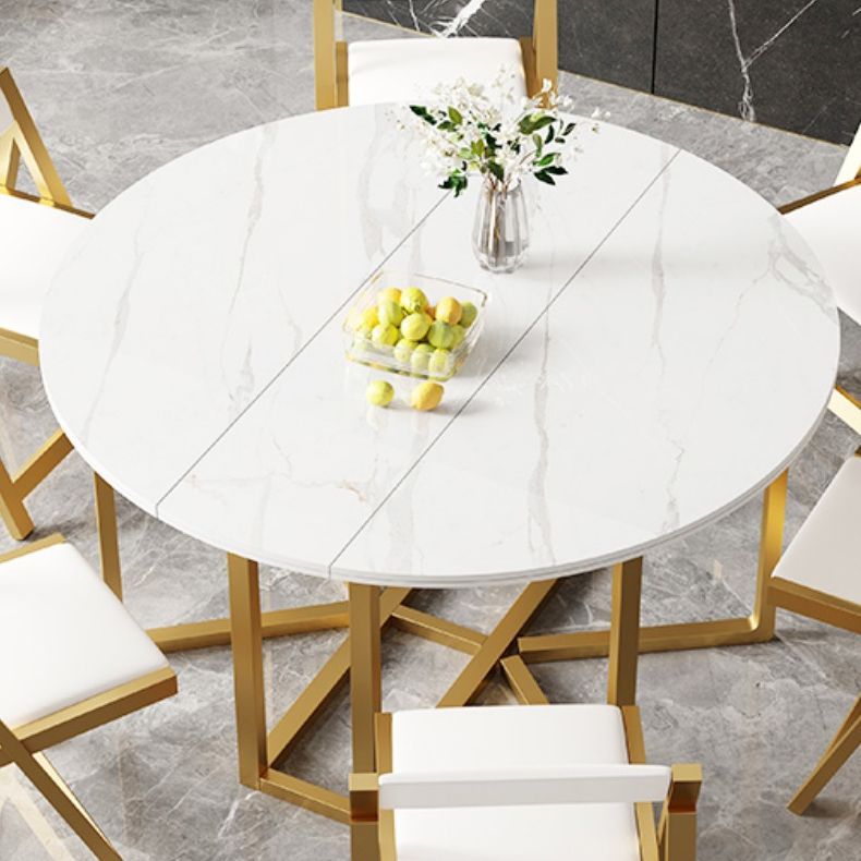 Glam Round Dinette Set 1/2/3/7 Pieces Gold Foldable Dining Table Set