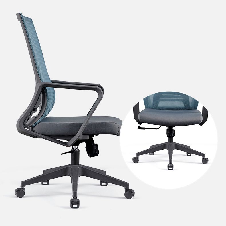 Modern Fixed Arms Computer Chair with Wheels Mid-Back Office Chair