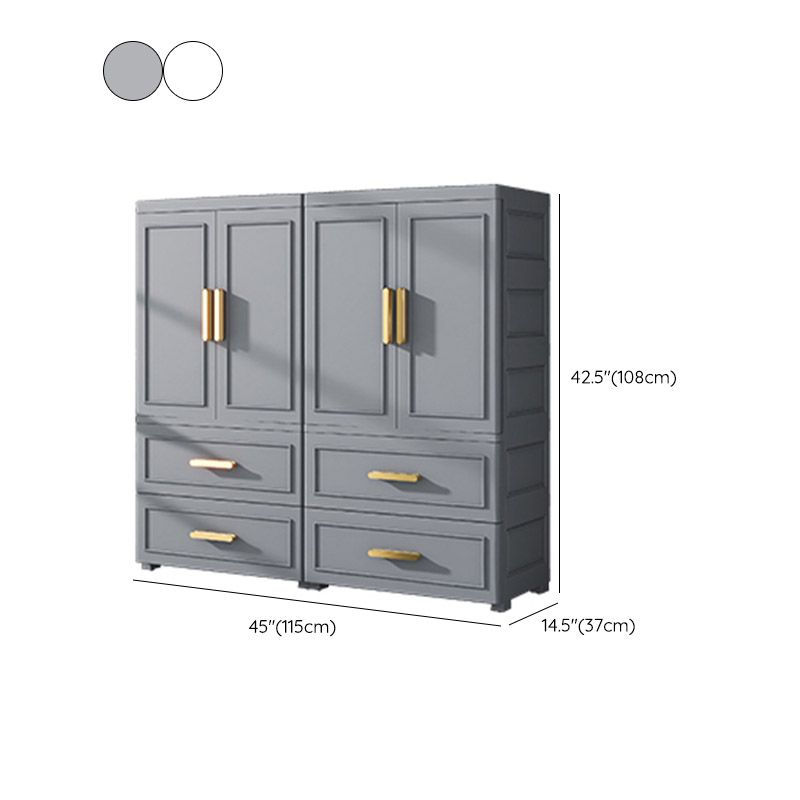 Contemporary Bedroom Armoire Plastic Wardrobe Armoire with Garment Rod