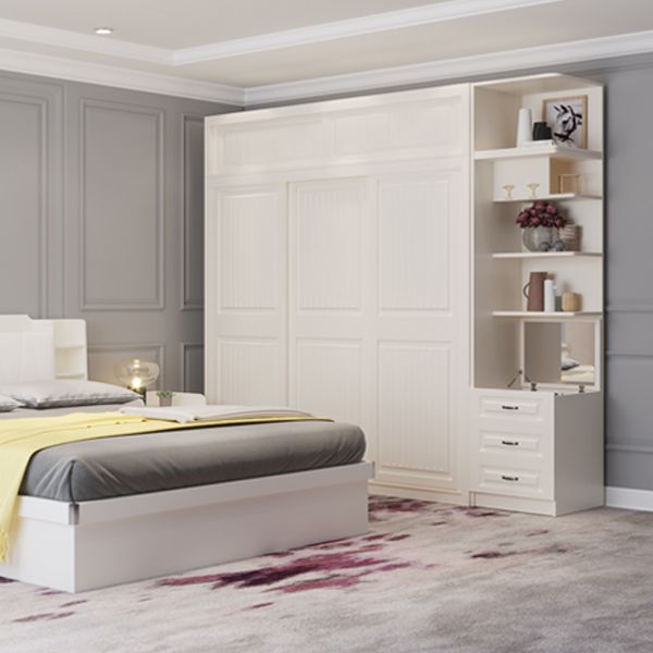 Contemporary Wardrobe Armoire with Garment Rod Wood Wardrobe Closet