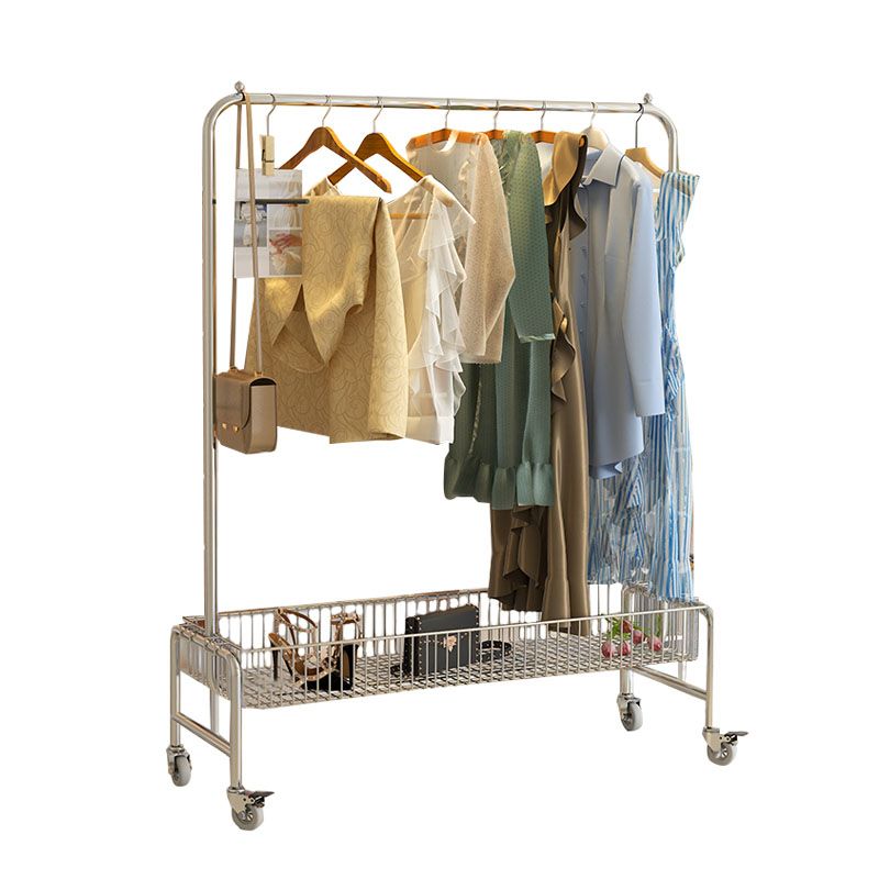 Industrial Hall Stand Metal Hanging Rail and Storage Shelf Coat Rack