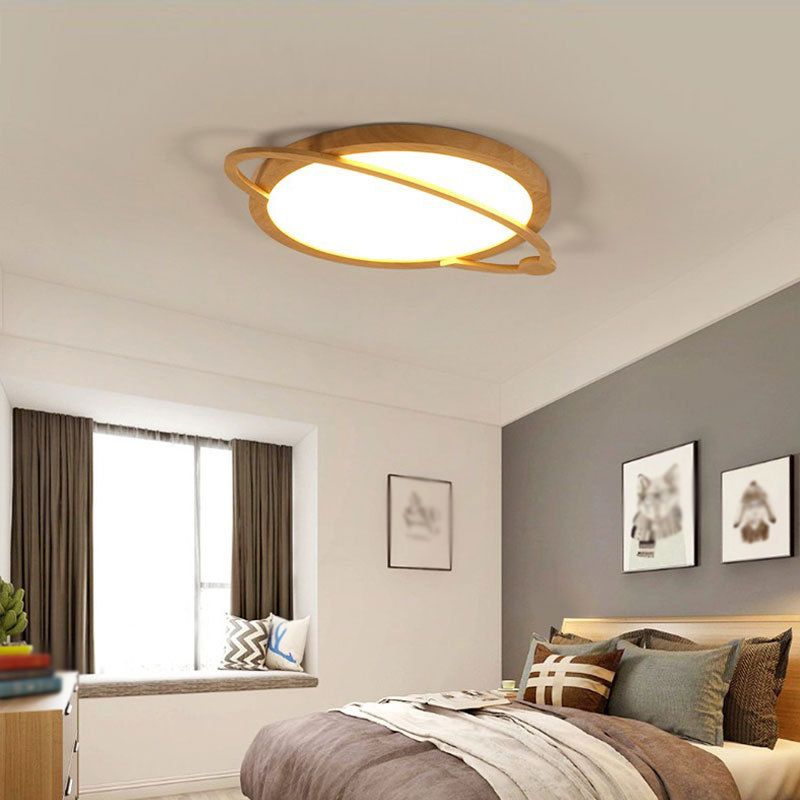 Minimalism Flush Mount Wooden Ceiling Light Fixture for Bedroom