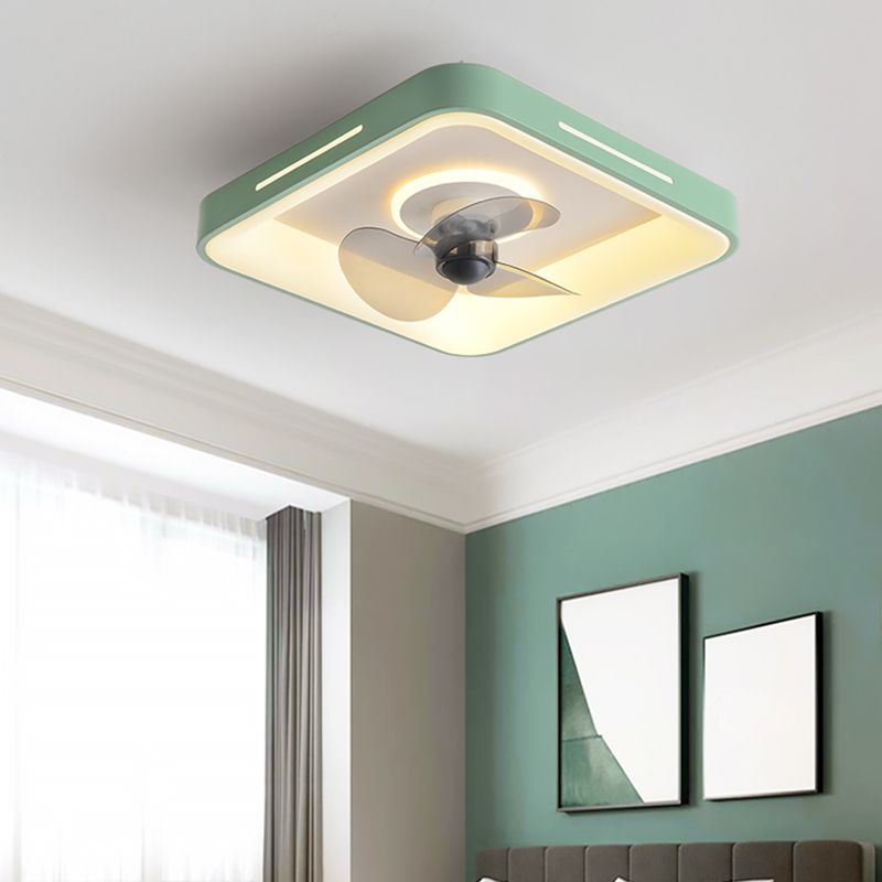 Modern Style Geometry Ceiling Fan Lamp Metal Single Light Ceiling Fan Lighting for Bedroom