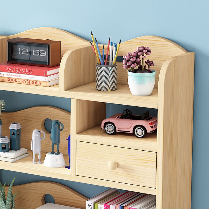 Contemporary Closed Back Book Shelf Pine Standard Kids Bookcase in Light Wood